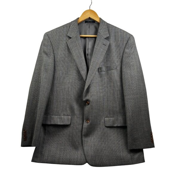 Lauren Ralph Lauren Blazer Mens 44R Gray‎ 100% Wool Houndstooth Pattern Classic